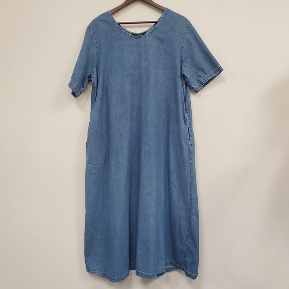 Orvis Dresses & Skirts - Vintage Orvis Womens Denim Oversized Maxi Dress Size L Modest Country Teacher